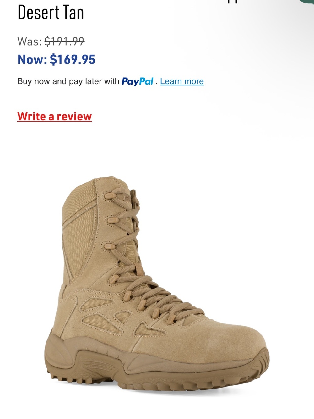Reebok Men's Desert Tan Tactical Boot